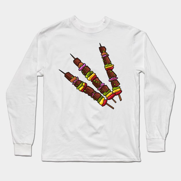 Kebab or kabob cartoon illustration Long Sleeve T-Shirt by Miss Cartoon